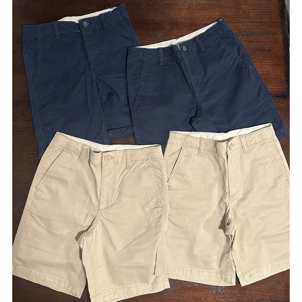 Gap Boys Uniform Twill Shorts Adjustable Waist - Lot Of 4 -Sz 12- 2 Navy 2 Khaki